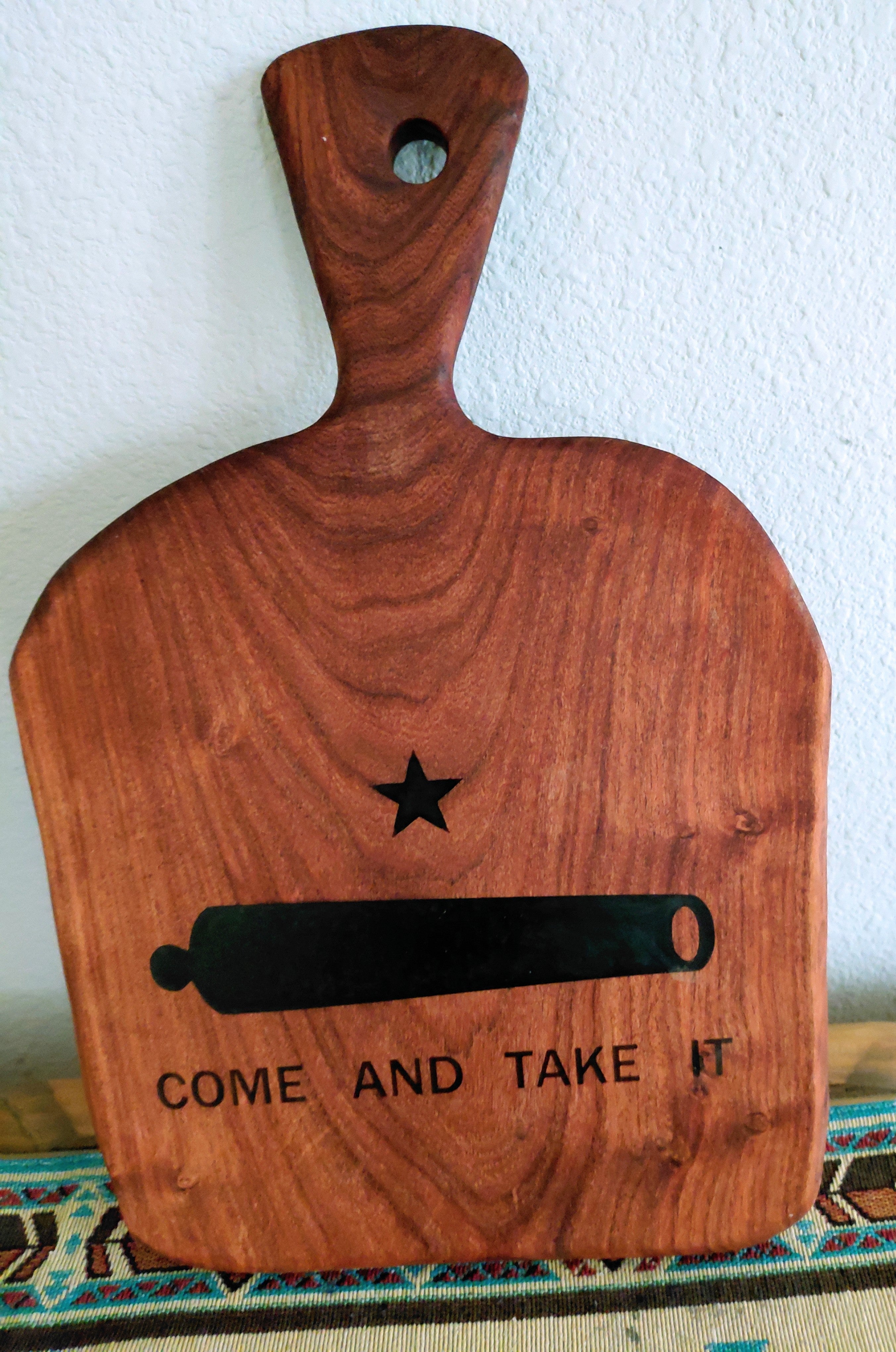 Live Edge Mesquite Charcuterie Board – "Come and Take It" Epoxy Inlay