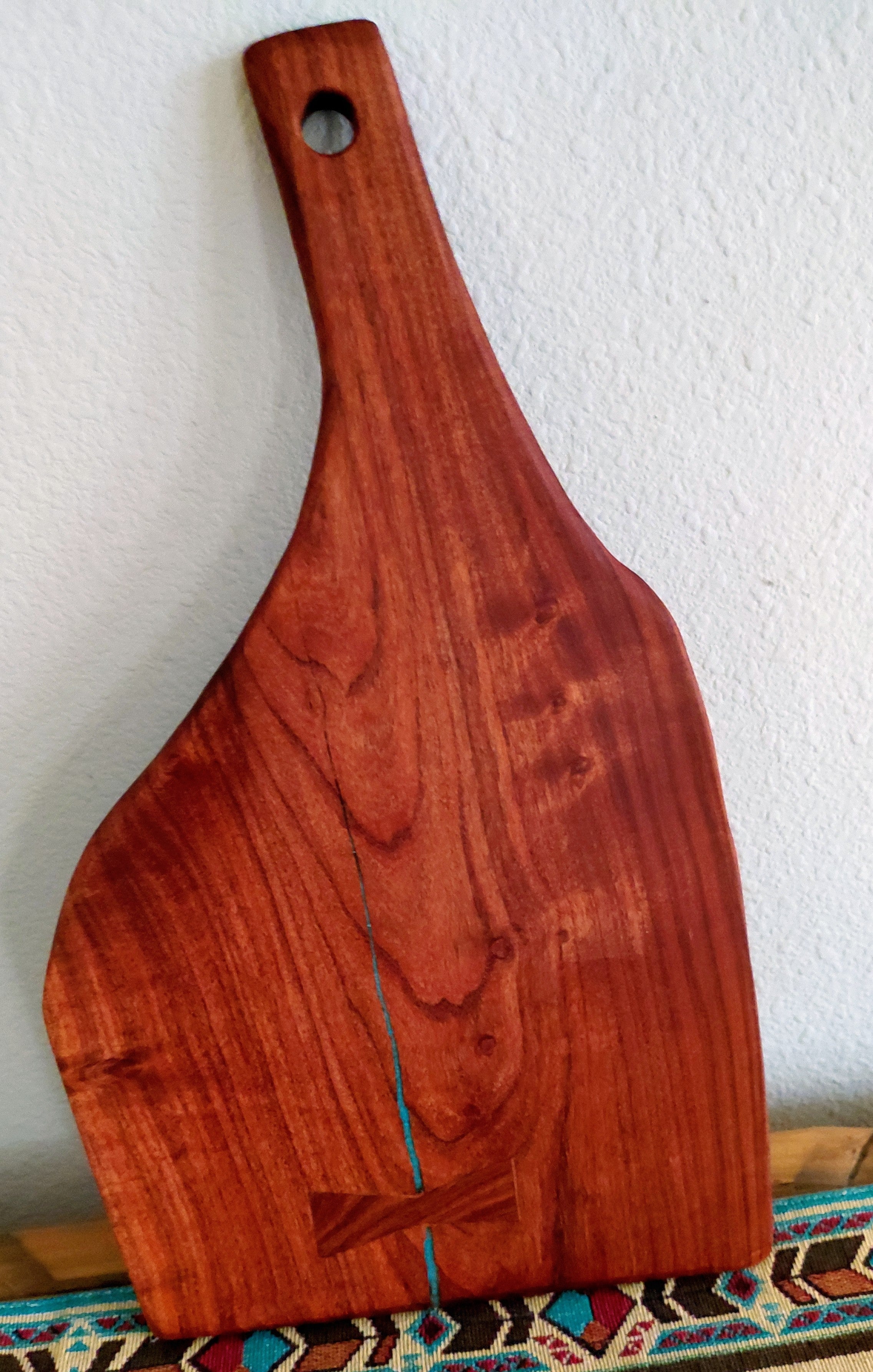 Live Edge Mesquite Charcuterie Board – Turquoise & Epoxy Inlay with Bowtie