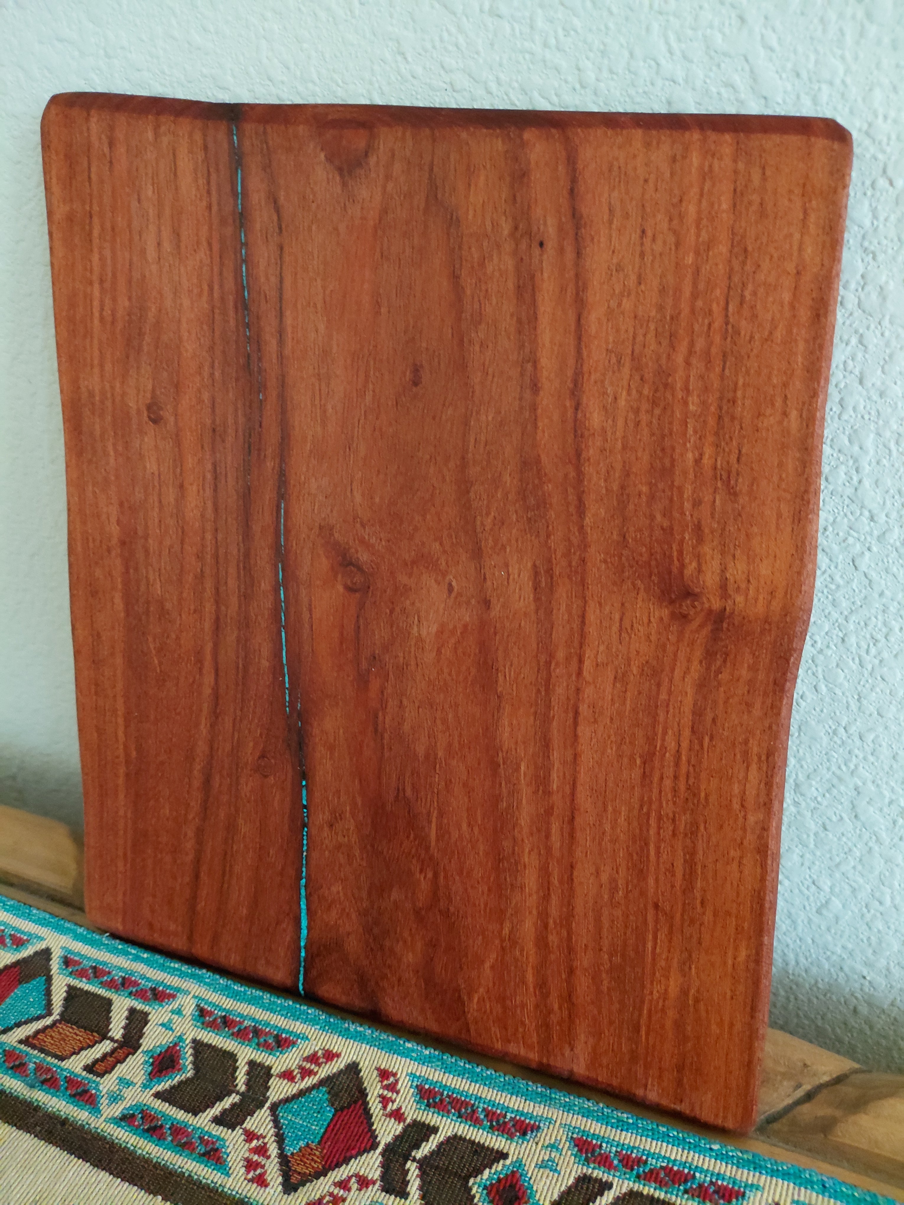 Live Edge Mesquite Charcuterie Board – Turquoise & Epoxy Crack Fill