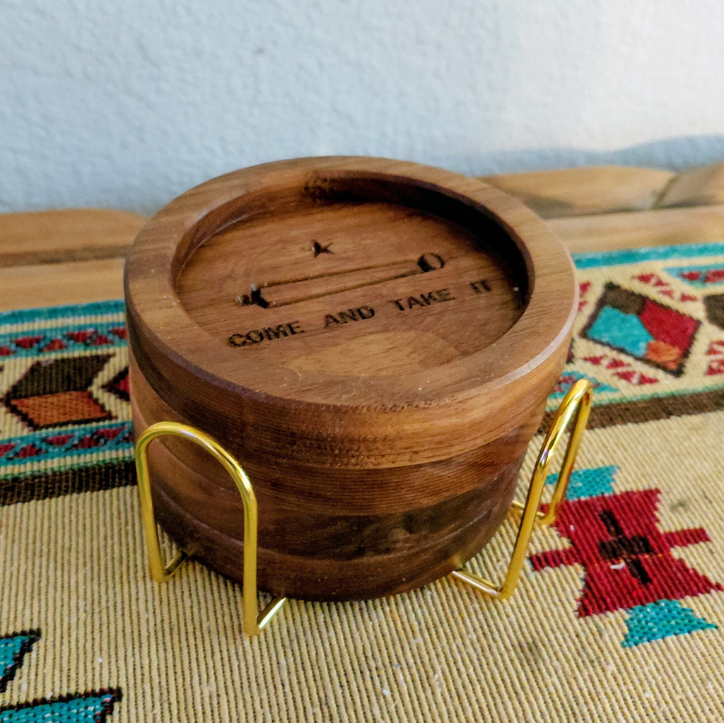 Texas Themes Walnut Coaster Set – Set of 4
