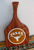 Live Edge Mesquite Charcuterie Board – University of Texas Logo Epoxy Inlay