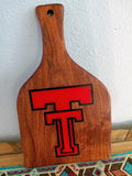 Live Edge Mesquite Charcuterie Board – Texas Tech Logo Epoxy Inlay