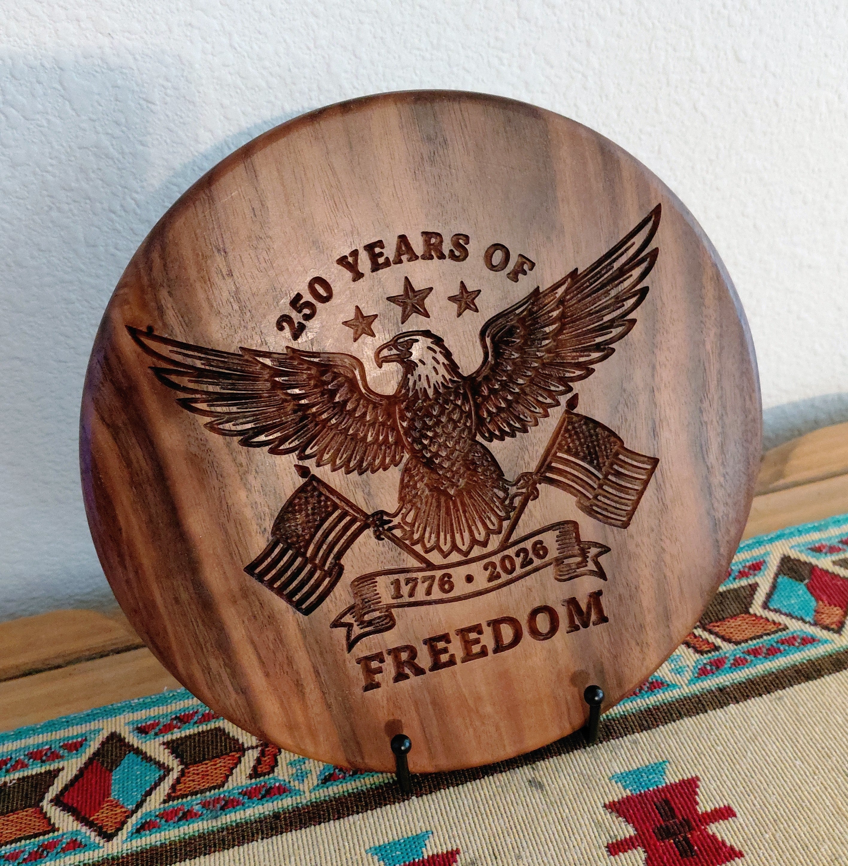 American Eagle 250 Years of Freedom Walnut Plaque