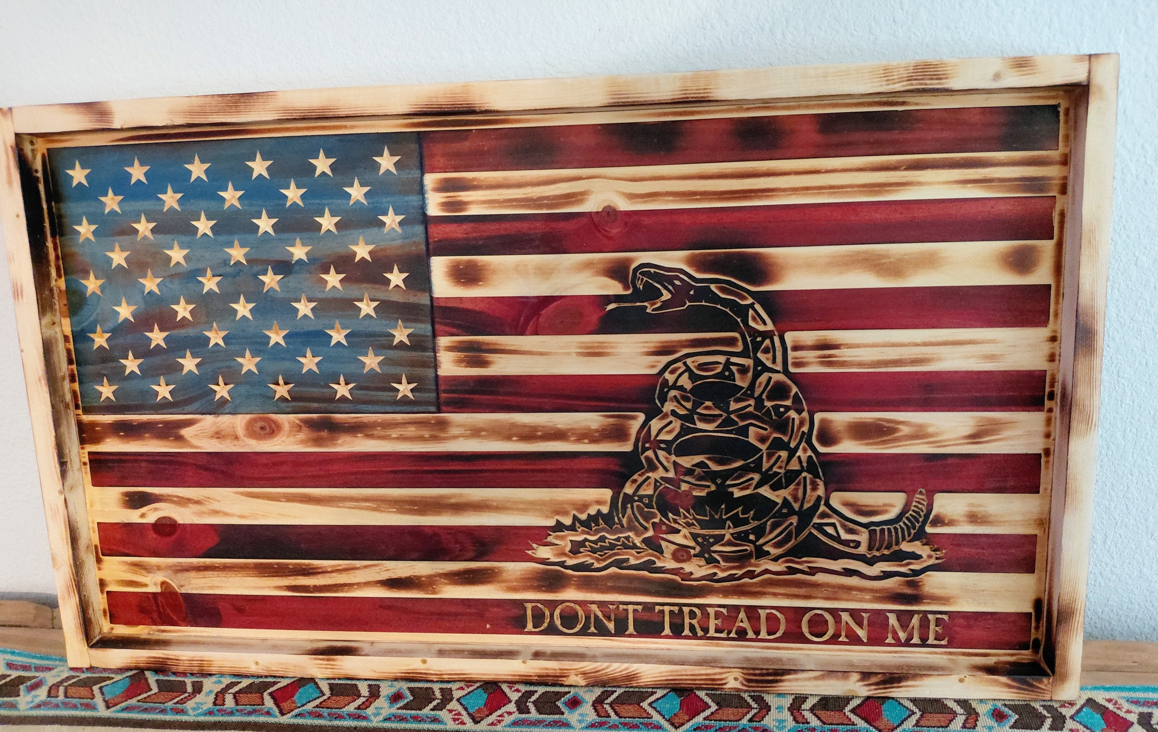 American Flag with Gadsden Snake Wood Flag